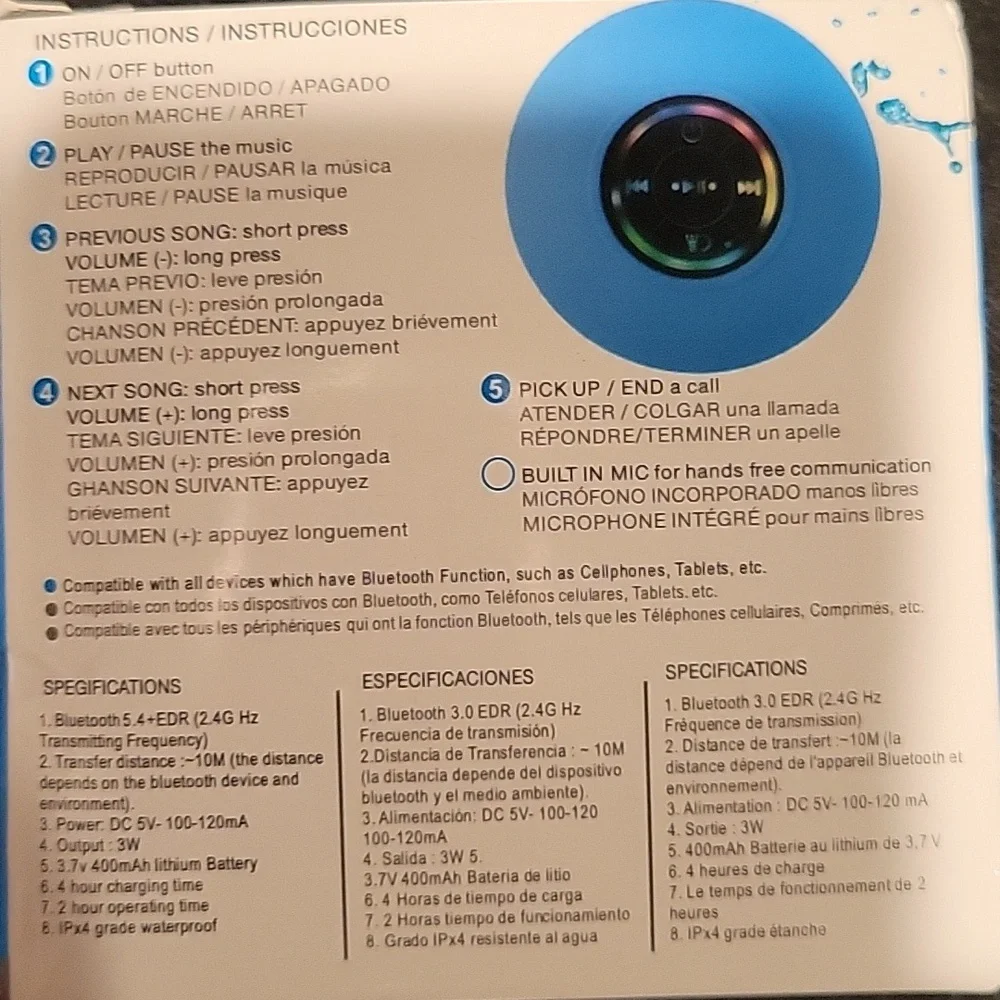 Wireless Bluetooth Speaker with Built-In Microphone - Blue